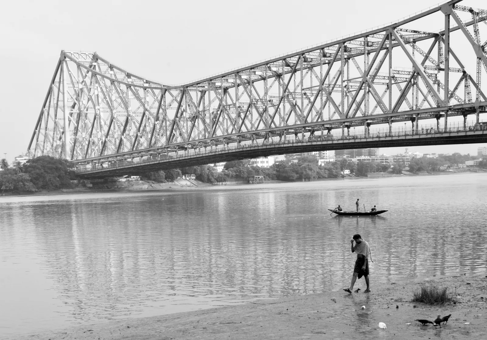 Hooghly riverbank at Howrah Bridge Kolkata walking tour