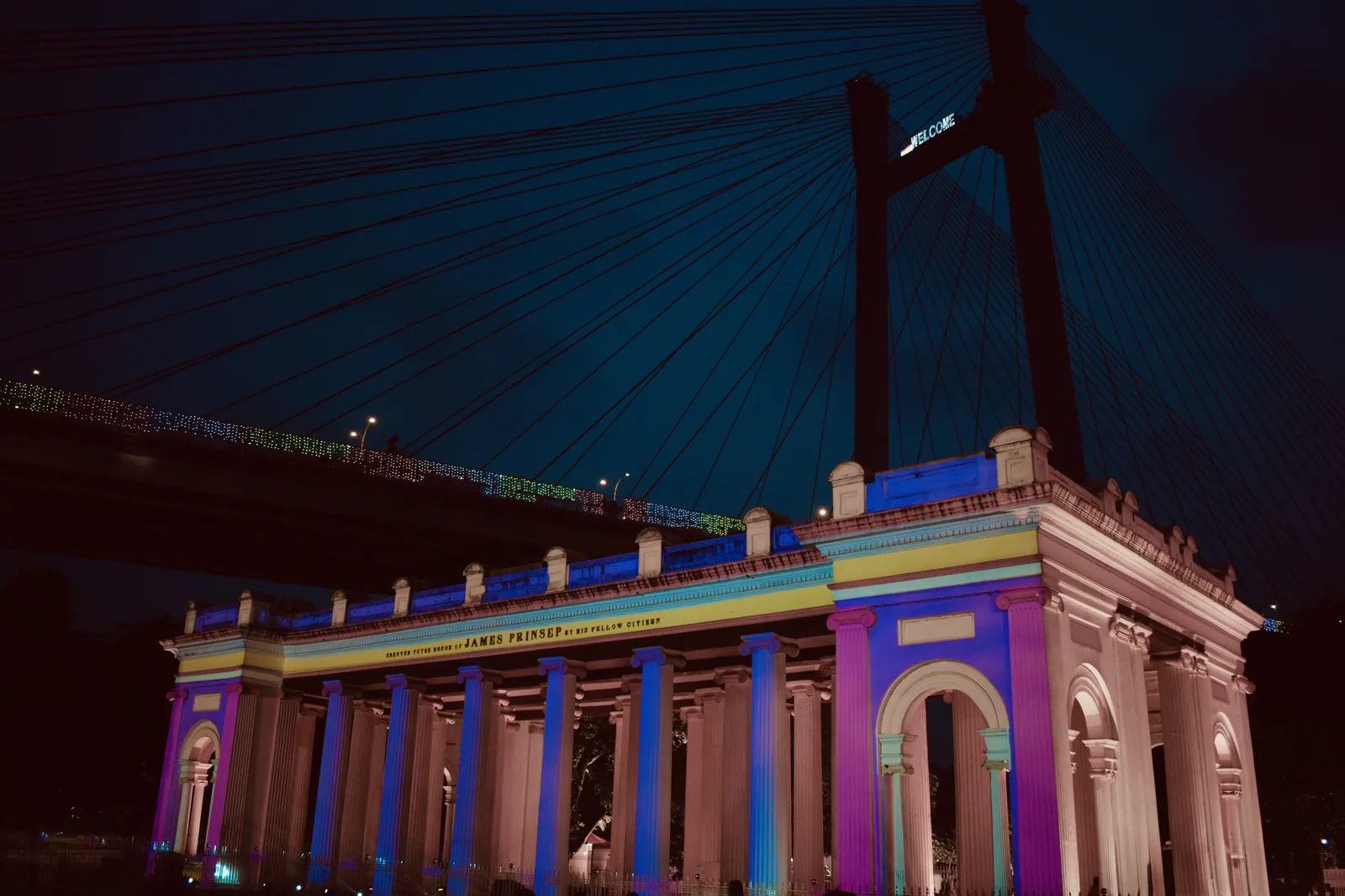 Princep Ghat illuminated at night Kolkata riverfront tour