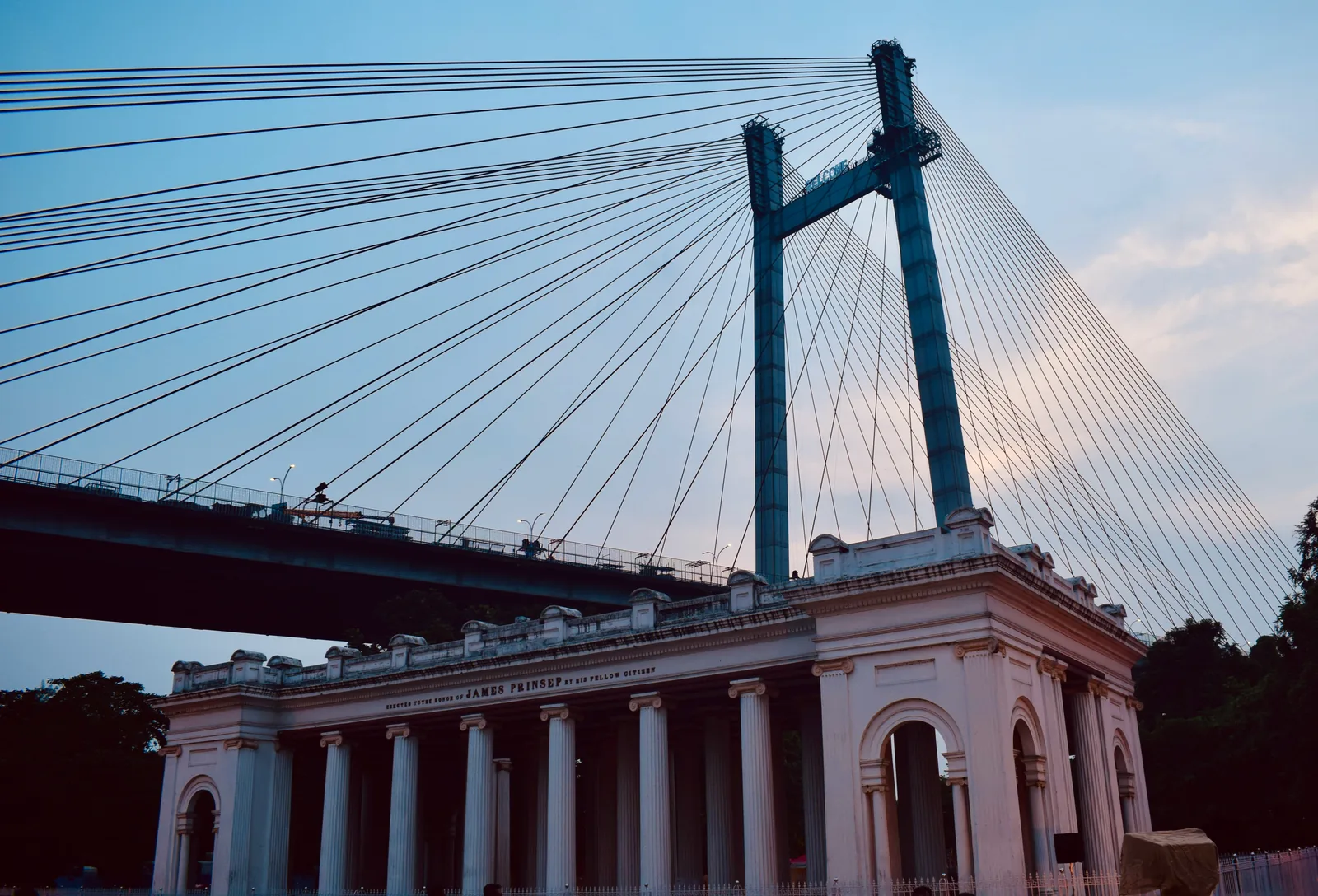 Princep Ghat and Vidyasagar Setu at dusk Kolkata